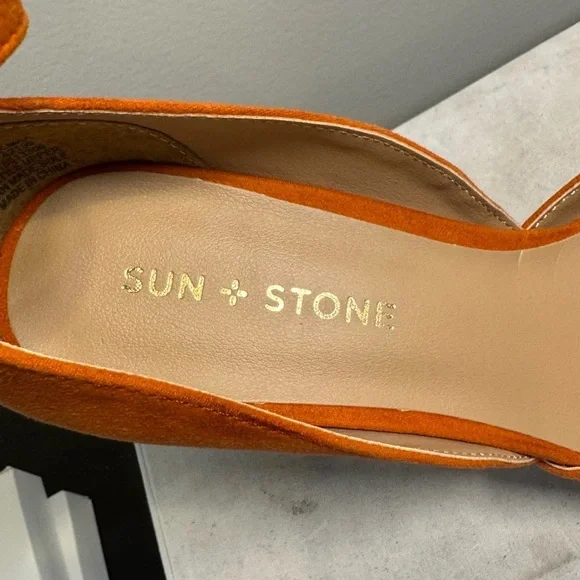 Sun + Stone Orange Platform Shoes with Chunky Heel, Size 7, NWOT - Picture 4 of 9